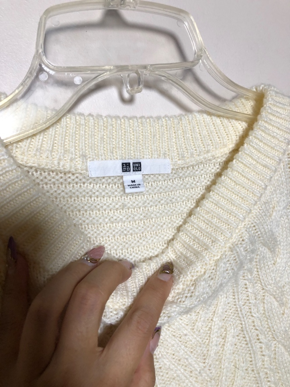 Uniqlo Cream oversized Cable Knit Sweater M - Picture 2 of 5